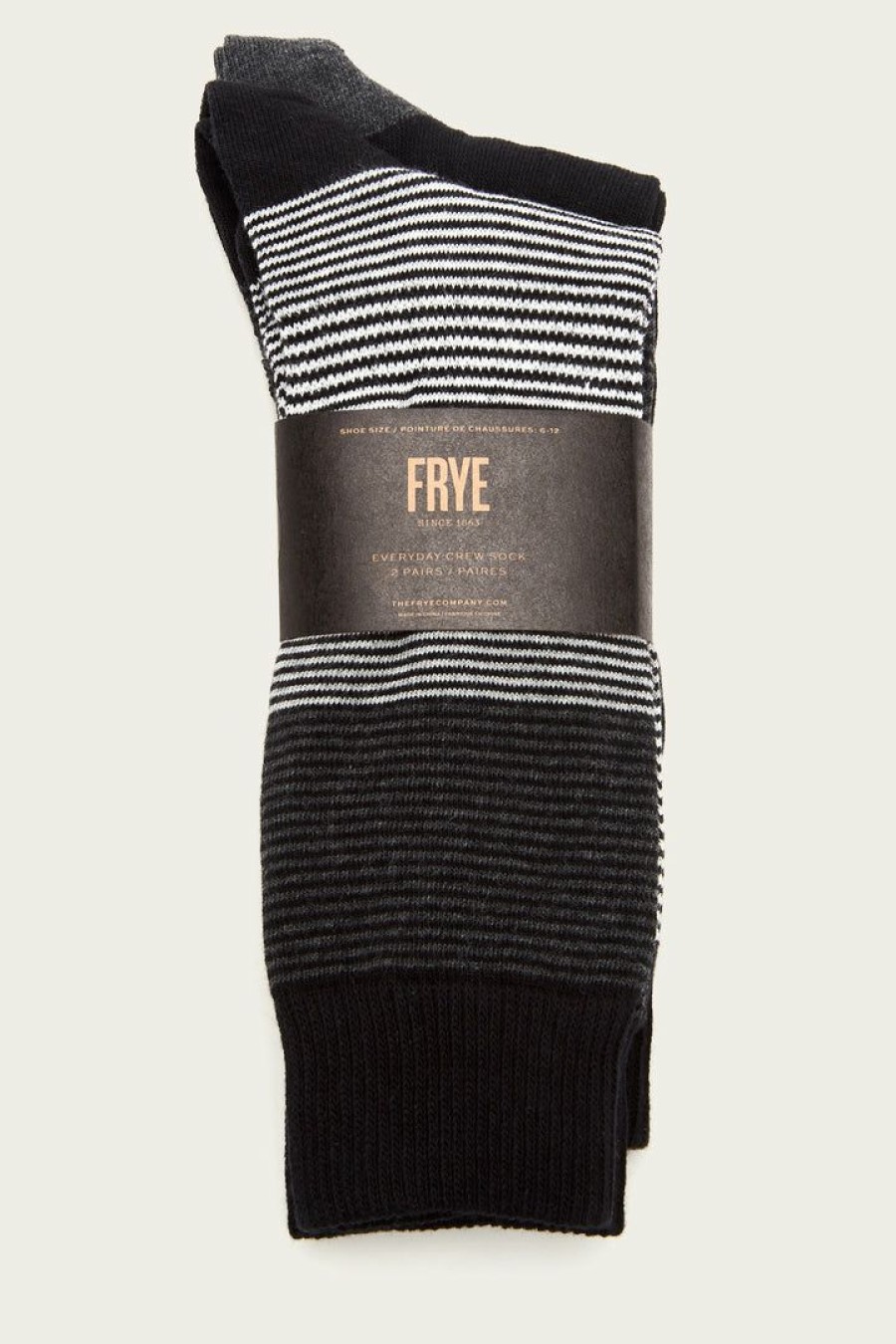 Men The Frye Company | The Frye Company 2 Pack Tonal Stripe Crew Sock Men'S Dark Grey