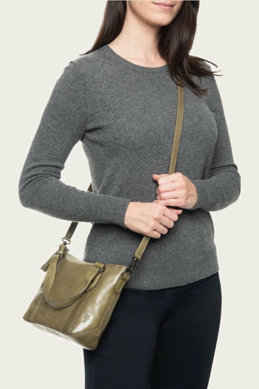 Women The Frye Company | The Frye Company Bags & Accessories Melissa Small Zip Tote Crossbody Khaki