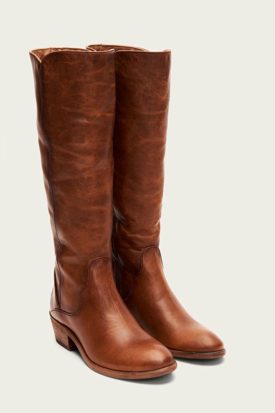 Women The Frye Company | The Frye Company Carson Piping Tall Wide Calf Shoes Caramel