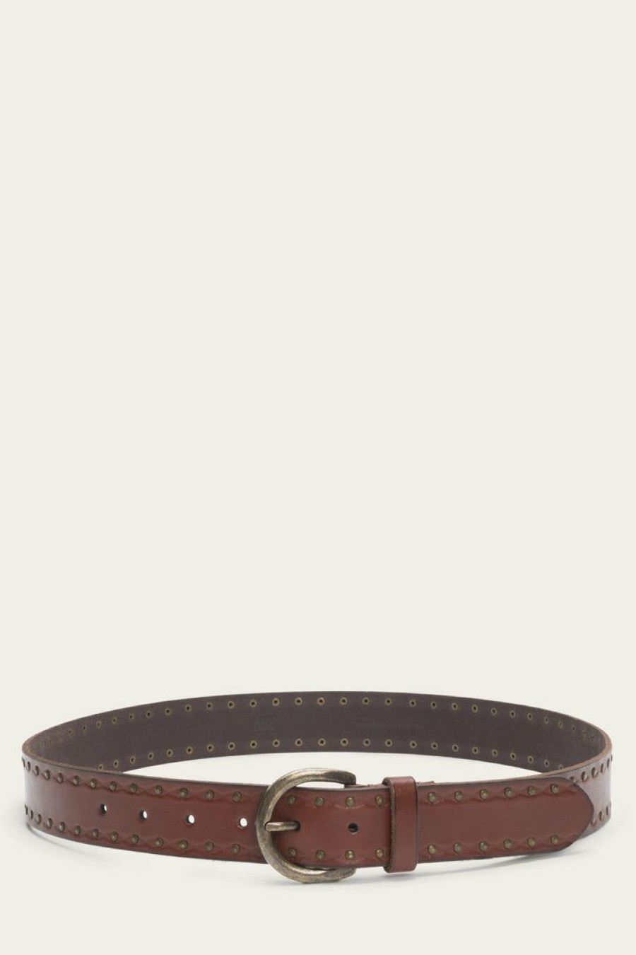 Women The Frye Company | The Frye Company Embossed Edge With Rivets Belt Bags & Accessories Brown