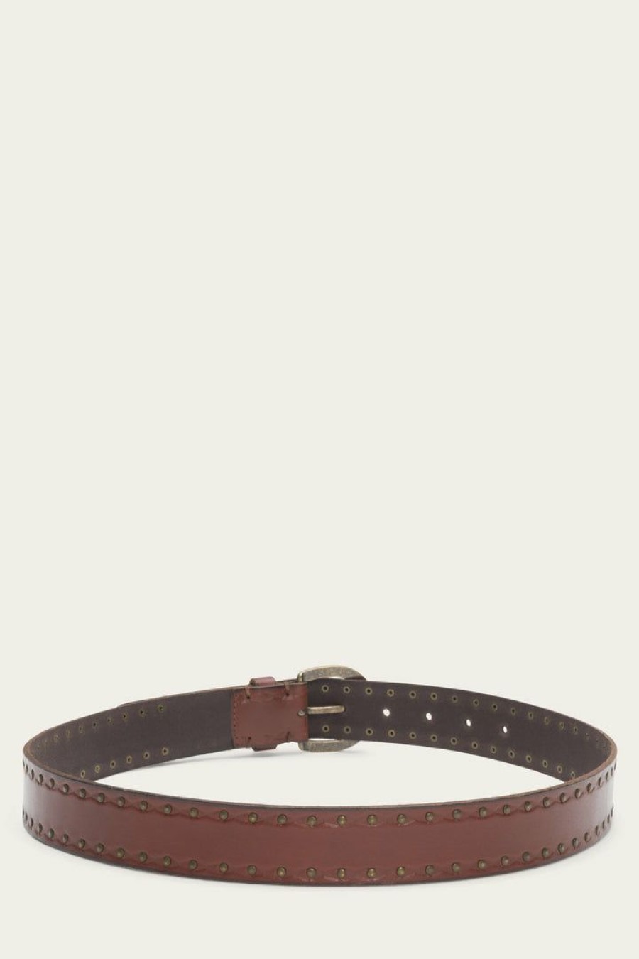 Women The Frye Company | The Frye Company Embossed Edge With Rivets Belt Bags & Accessories Brown