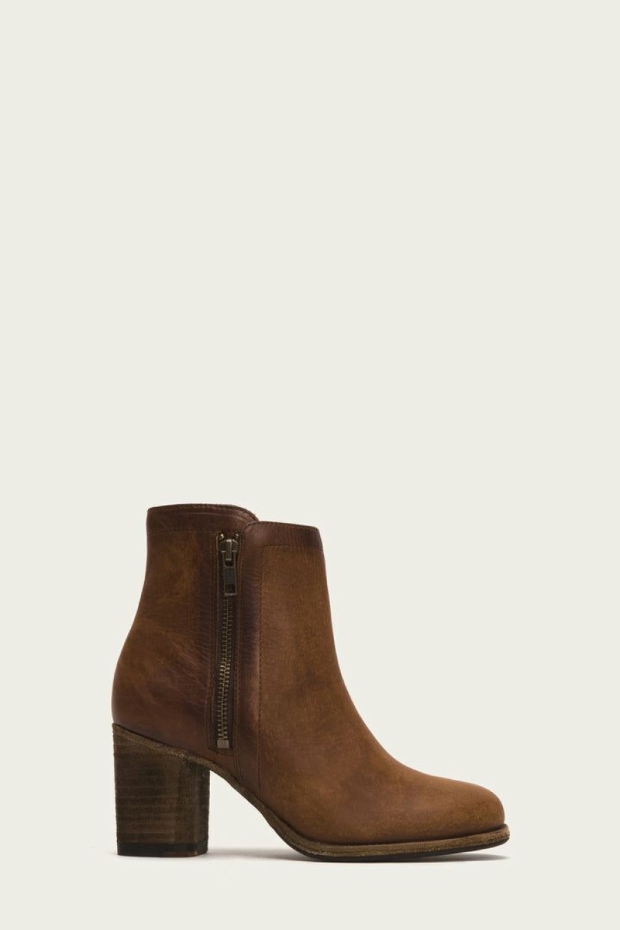 Women The Frye Company | The Frye Company Shoes Addie Double Zip Cognac